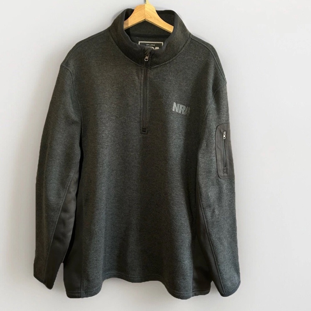 NRA National Rifle Association 2XL 1/4 Zip Black Pullover Jacket Sweater